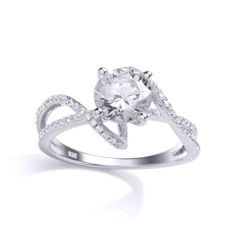 Jewelco London (R) Ladies Sterling Cubic Zirconia Solitaire Engagement Ring - Gvr685 Silver