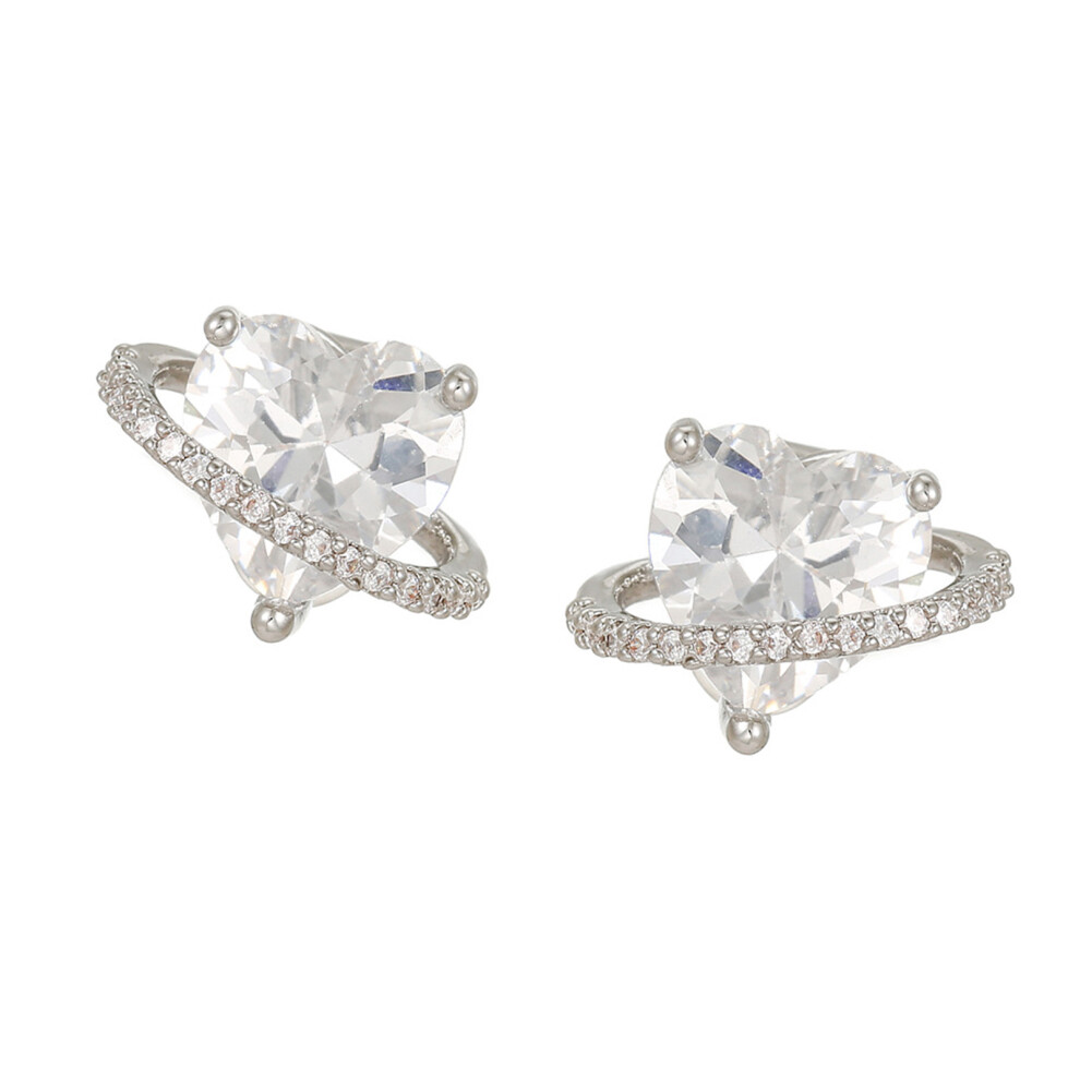 1Pair Luxurious Alloy Ear Clip For Freeclip 1 2 Earbud Shimmering Zircon Stones Silver 7695001130530