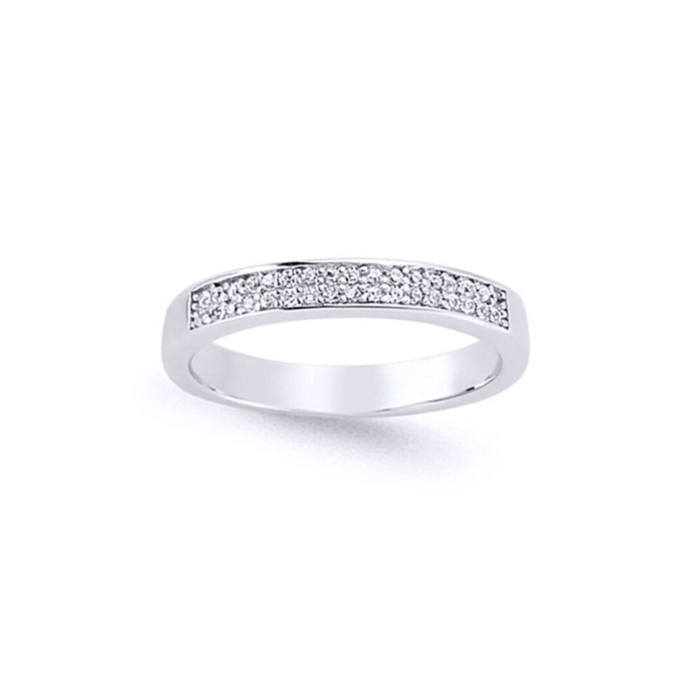 Jewelco London (M) Ladies Sterling Cubic Zirconia 2 Row Pave Eternity Ring - Gvr617 Silver