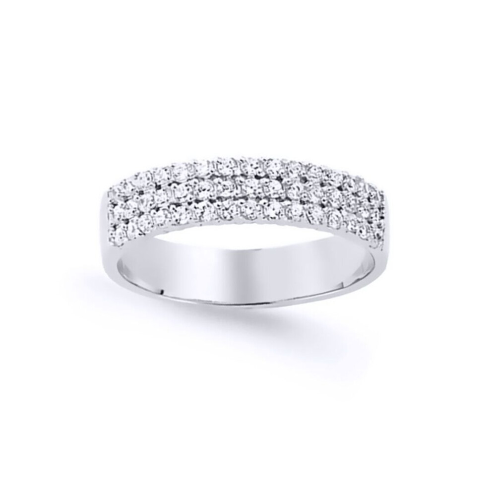 Jewelco London (M) Ladies Sterling Cubic Zirconia 3 Row Pave Eternity Ring - Gvr627 Silver
