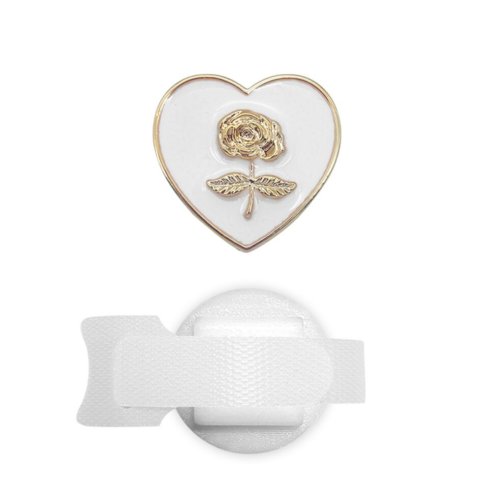 Elegant Flower Themed Headset Jewelry Embellishment With Delicate Enamel Love Heart White 7695001069960