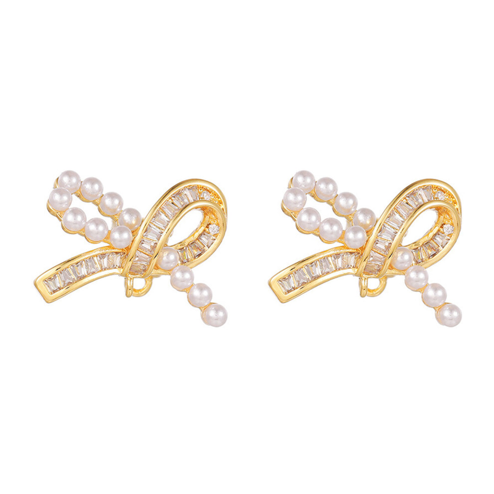 Stylish Pearls Accent Metal Ear Clip Compatible For Freeclip Earphone Charm Gold 7695001122184