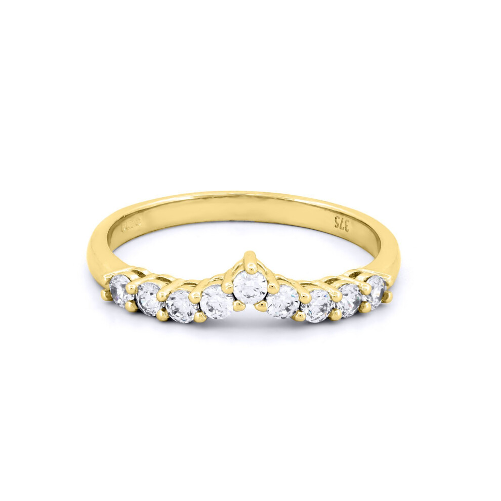 Jewelco London (N) Ladies Solid 9Ct Yellow Gold White Round Brilliant Cubic Zirconia Wishbone Eternity Ring - Jrn539 White,Gold,Yellow