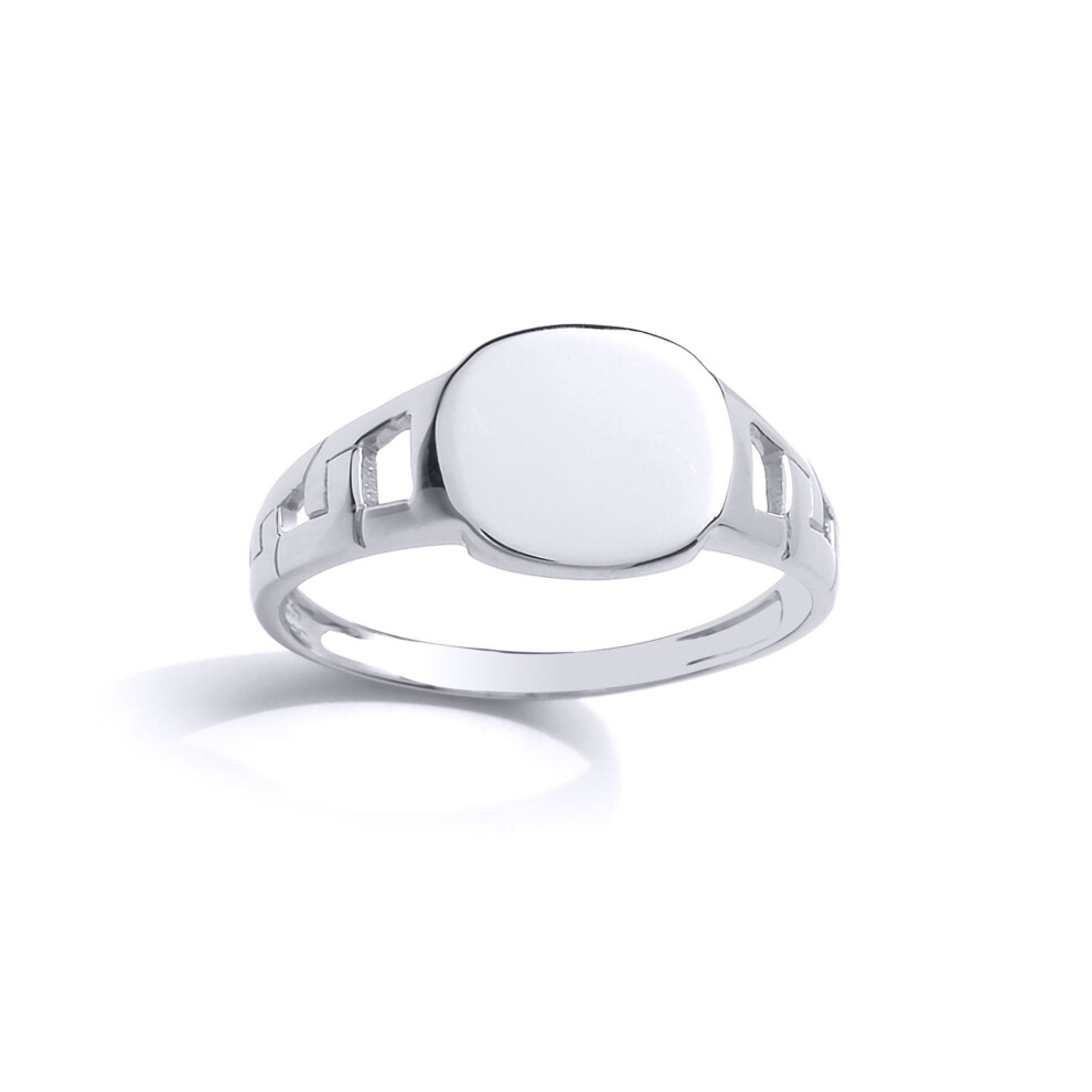 Jewelco London (H) Kids Sterling Curb Link Oval Signet Ring - Gvr27k Silver