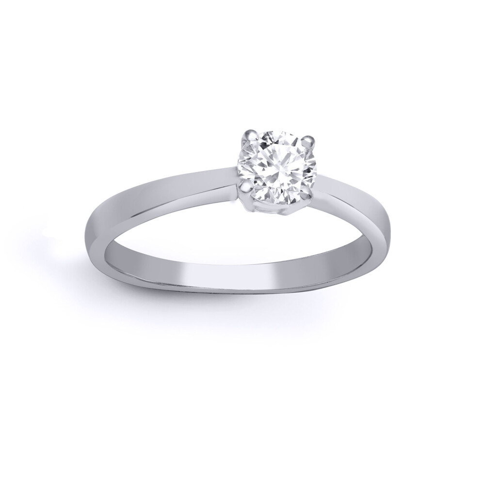 Jewelco London (Z) Ladies Solid 18Ct White Gold 4 Claw Set Round G Si1 0.5Ct Diamond Solitaire Engagement Ring 5Mm - 18R321-050 White,Gold