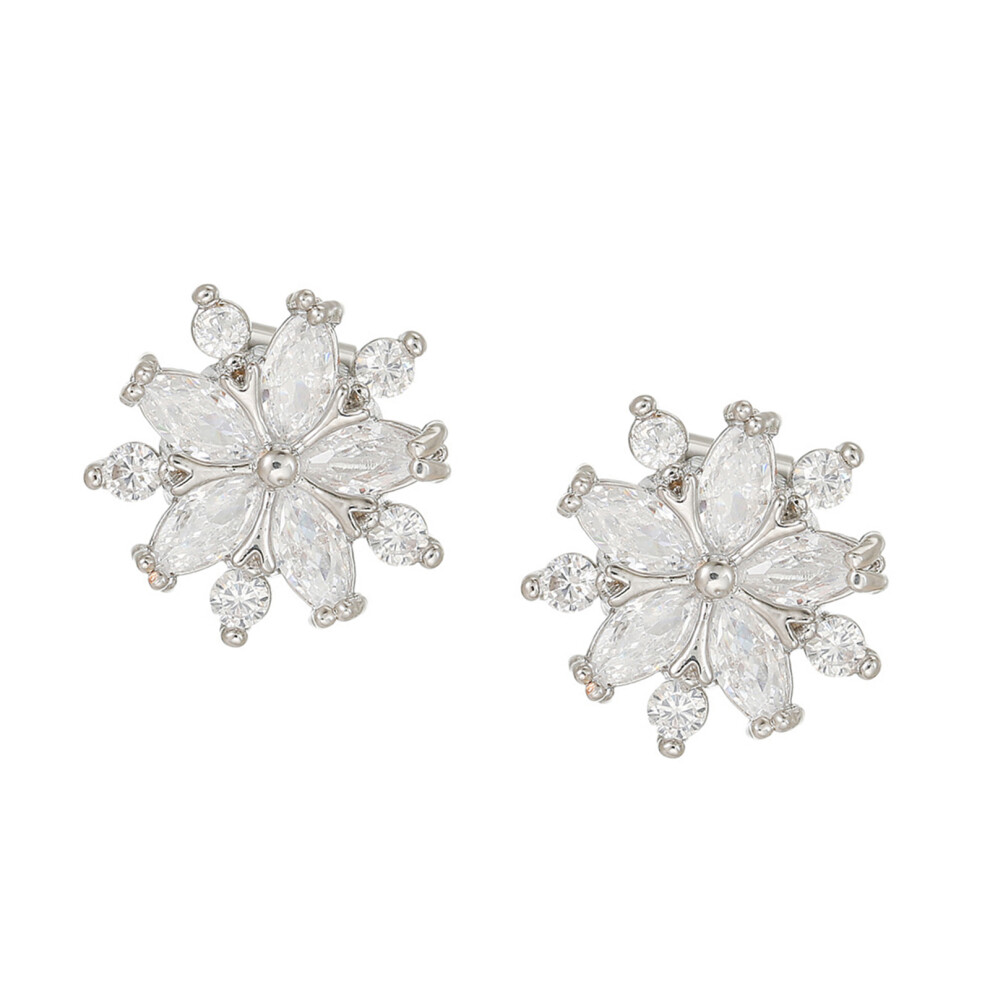 Nonslip Star Flower Ear Attachment For Freeclip 1 2 Earbuds With Zircons Accent Silver 7695001126915
