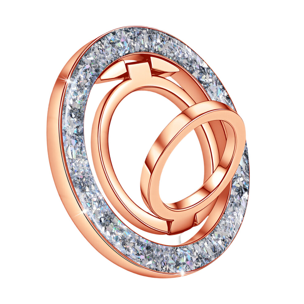 Sparkling Glitter Phone Rings Stand With Strong Magnets For Car Dashboards Home Rose Gold 7695001126106