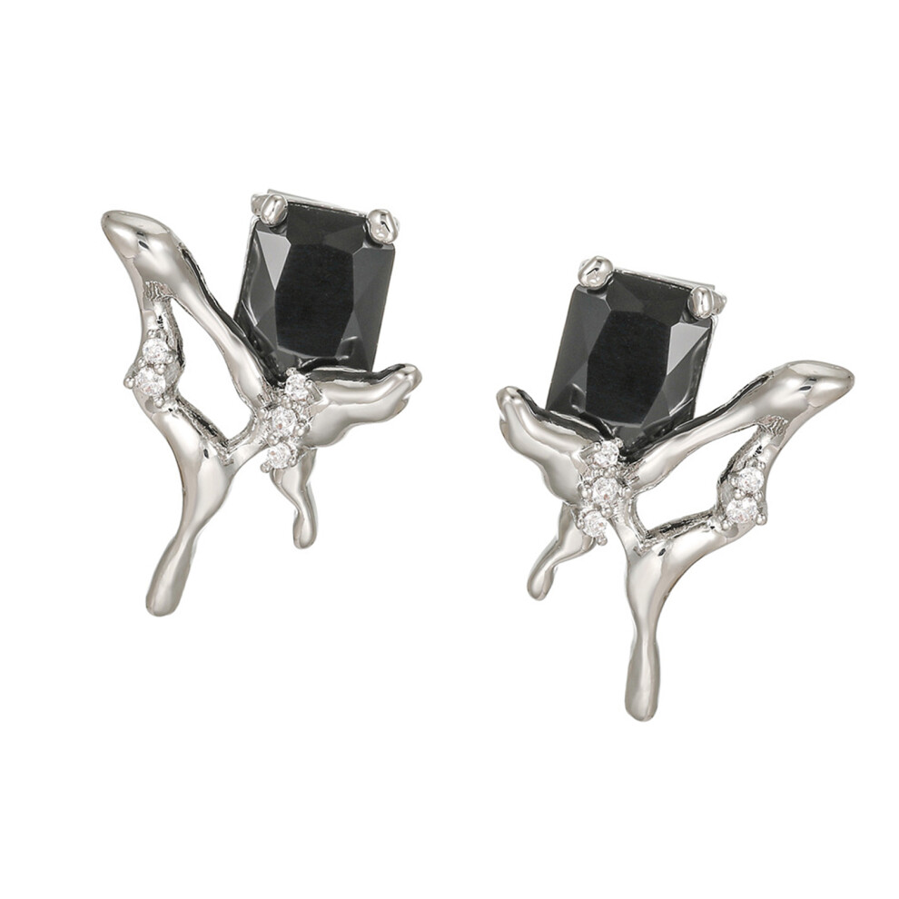 Zircons Butterfly Ear Clips For Freeclip Earphones Easy Snap On Decoration Black/Silver 7695001126816