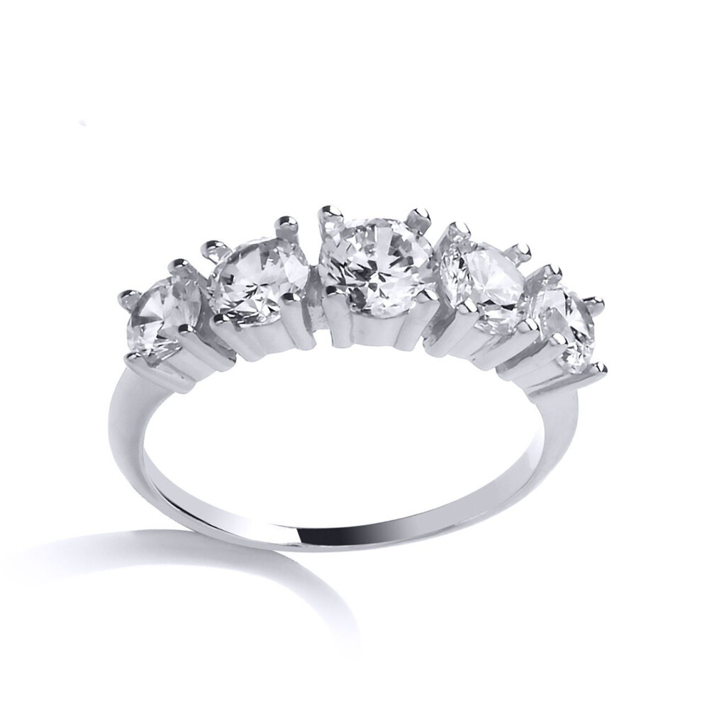 Jewelco London (R) Ladies Sterling Cubic Zirconia Eternity Engagement Ring - Gvr770 Silver