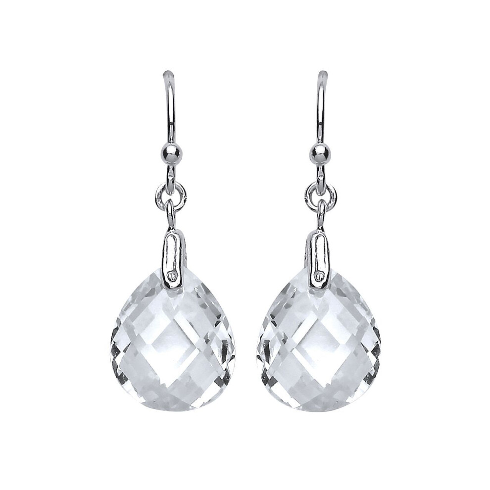 Jewelco London Ladies Sterling Pear Cubic Zirconia Tears Of Joy Drop Earrings - Gve485 Silver