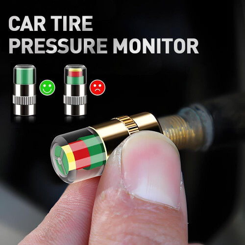 (Silver, -) Bouchon indicateur pression pneu 2.4Bar, alerte œil 3 couleurs 1