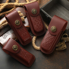 Leather Cutter Bag Folding Cutter Holder Outdoor Carry Sheath Tool Easy Use Indian red L