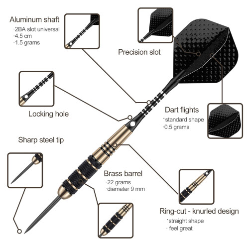 sanfeng Professional 3 Pack 24 Grams Steel Tip Darts Set With Brass 1