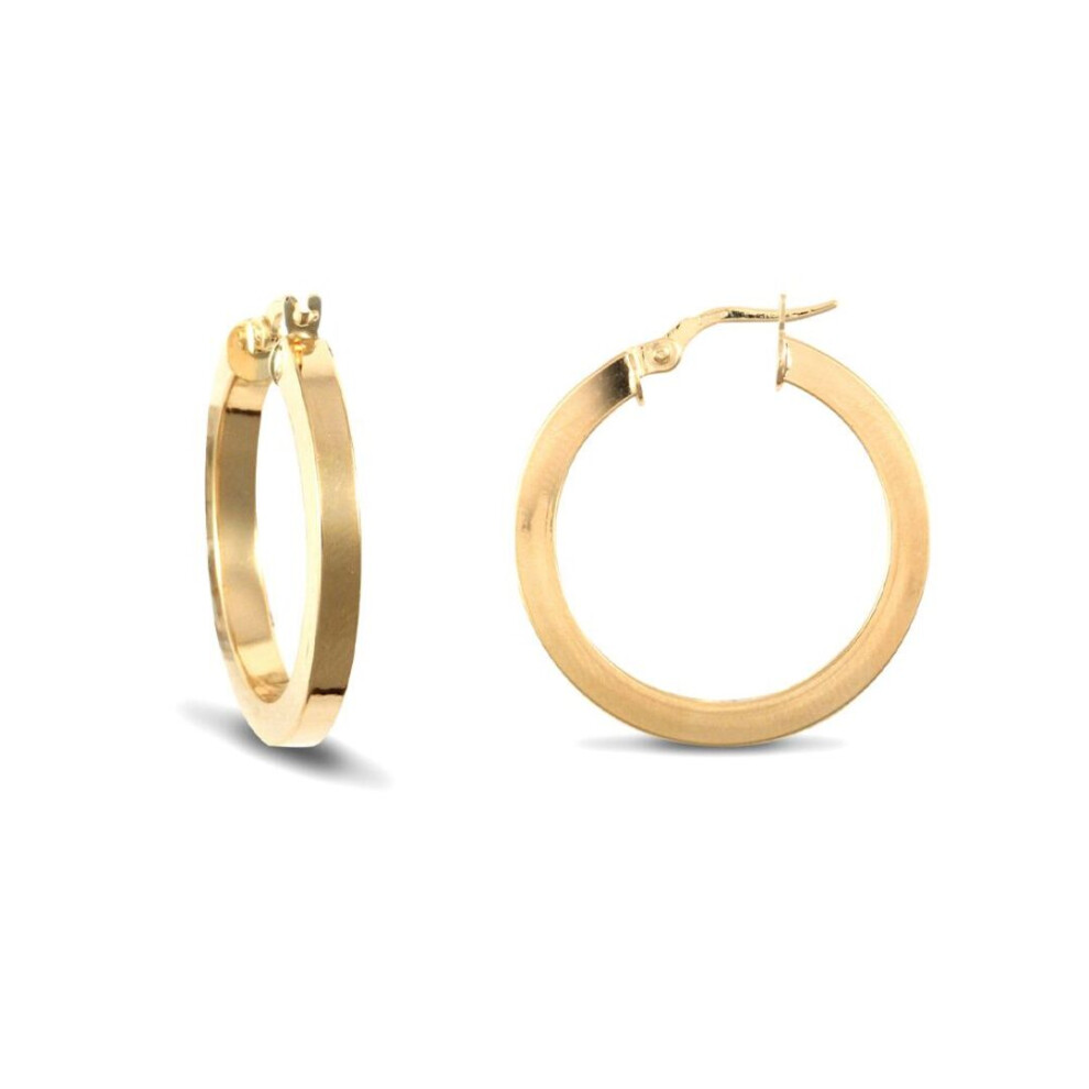 Jewelco London Ladies 9Ct Yellow Gold Square Tube 3Mm Hoop Earrings 25Mm - Jer458b