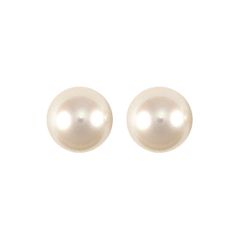 Jewelco London Ladies 9Ct Yellow Gold Seawater Cultured Akoya Pearl Full Moon Stud Earrings 7.5-8Mm - Jes154