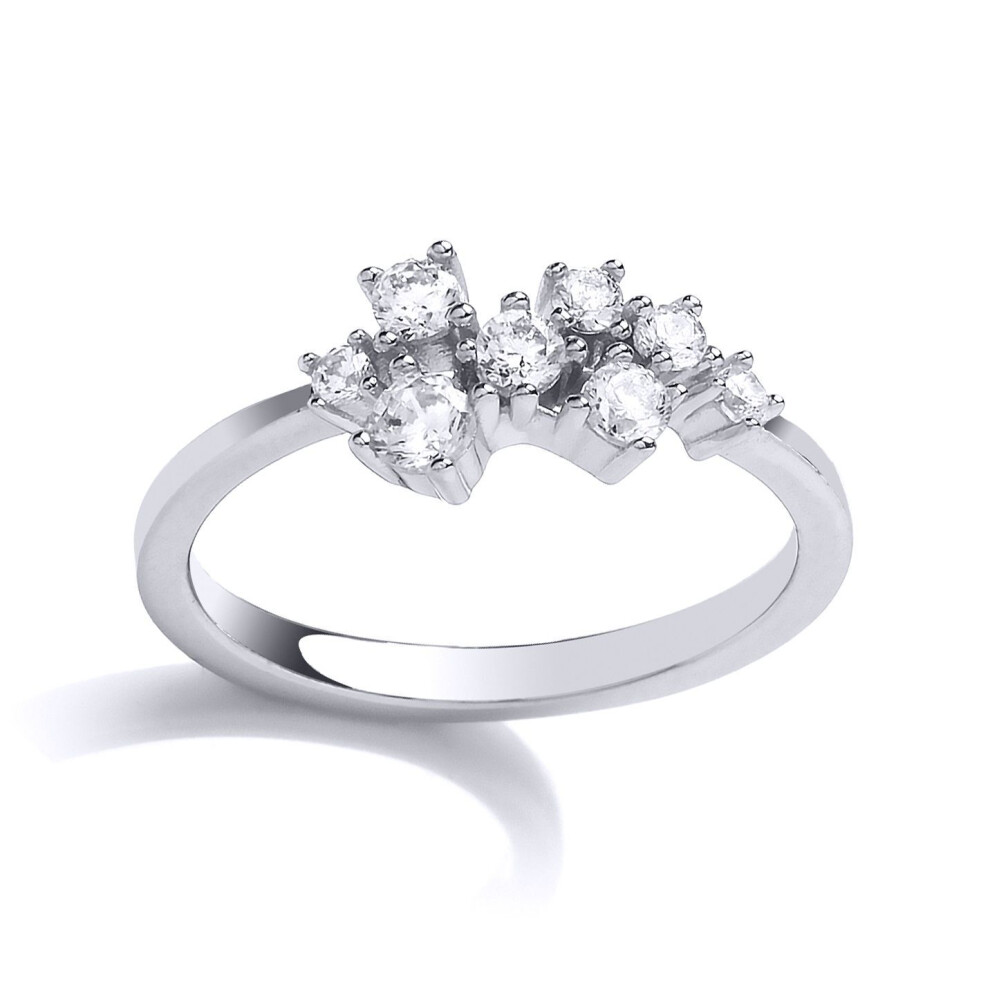 Jewelco London (O) Ladies Sterling Cubic Zirconia Random Cluster Engagement Ring - Gvr810 Silver
