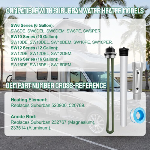 High Efficiency Heating Element And Tools For Motorhome Water Heater Servicing 1