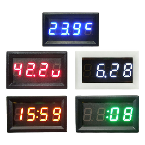 Multifunction Automotive Voltage Meter With External Temperature Probes & Clock Blue 1