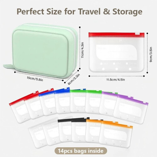 (Pink, -) Waterdichte pil pouch organizer set, wit 1
