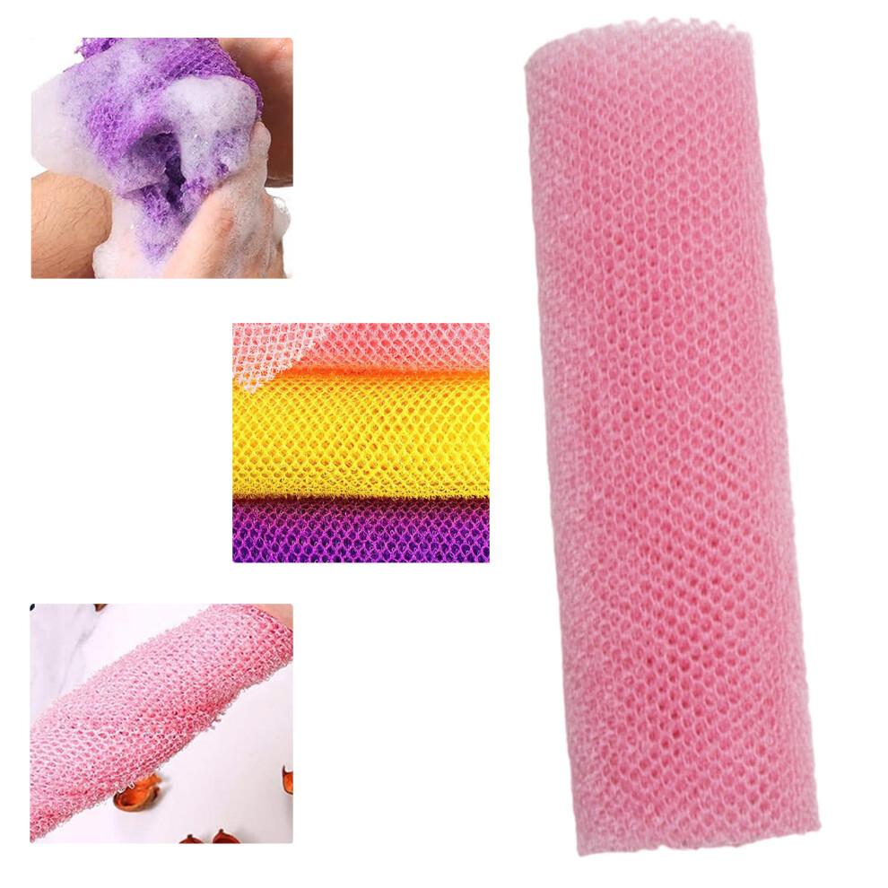Pink User Friendly Nylon Shower Scrubber With Open Weave Design For Rich Foam