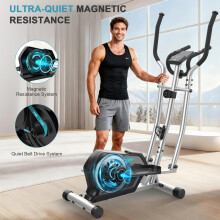 Cowmew Elliptical Cross Trainer, Compact Elliptical Machine For Home Use, Magnetic Elliptical Machine Fitness with 16 Levels Resistance, Pulse Sensor
