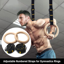 Wooden Gymnastic Rings For Strength Training highlighting Reinforced Connectors