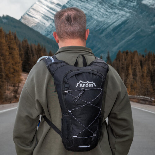Andes 2 Litre Black Hydration Pack/Backpack Running/Cycling with 2