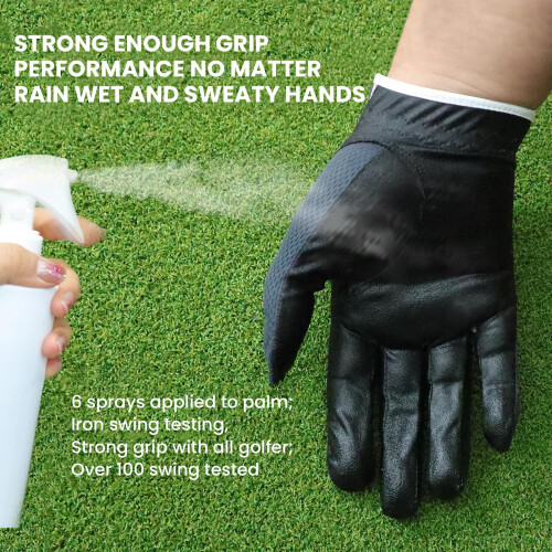 FINGER TEN Golf Gloves Men Left Right Hand Grip 3 Pack (Grey, M, Right) 2