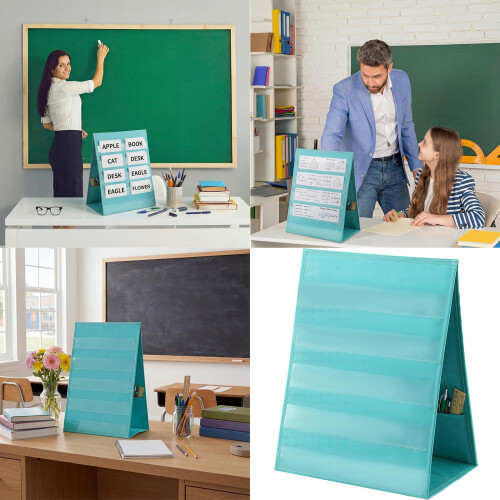 Space Saving Freestanding Chart With 10 Transparent PVC Display Sleeves 1
