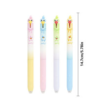 12Pcs Animal Print Erasable Gel Pen with 0.5MM Stainless Steel Tip Blue Banana yellow