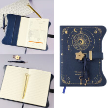 Lockable PU Leather Diary Notebook with Key Travel Journal for Daily Note Taking Black