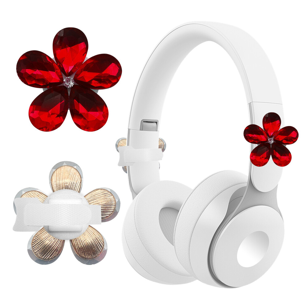 1 Pair Floral Headphone Decor With Sparkling Rhinestones For Girls Women Purple 7695001066600