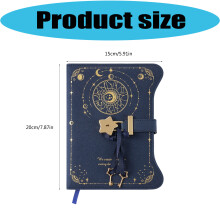 Retro Diary Notebook with Lock and Key PU Leather Travel Journal 360 Pages Lined Burgundy