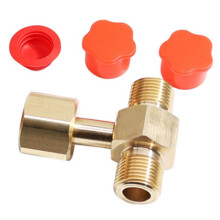 2X CO2 Tank Adapter,Soda Cylinder Brass CO2 Cylinder Tank CGA320 Adapter Converter Tee Adapter T-Adapter 1 to 2 CGA320