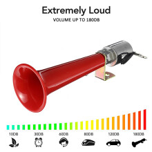 Marine Safety Air Horn 115dB High Decibel Output 12V 24V Universal Trumpet Silver