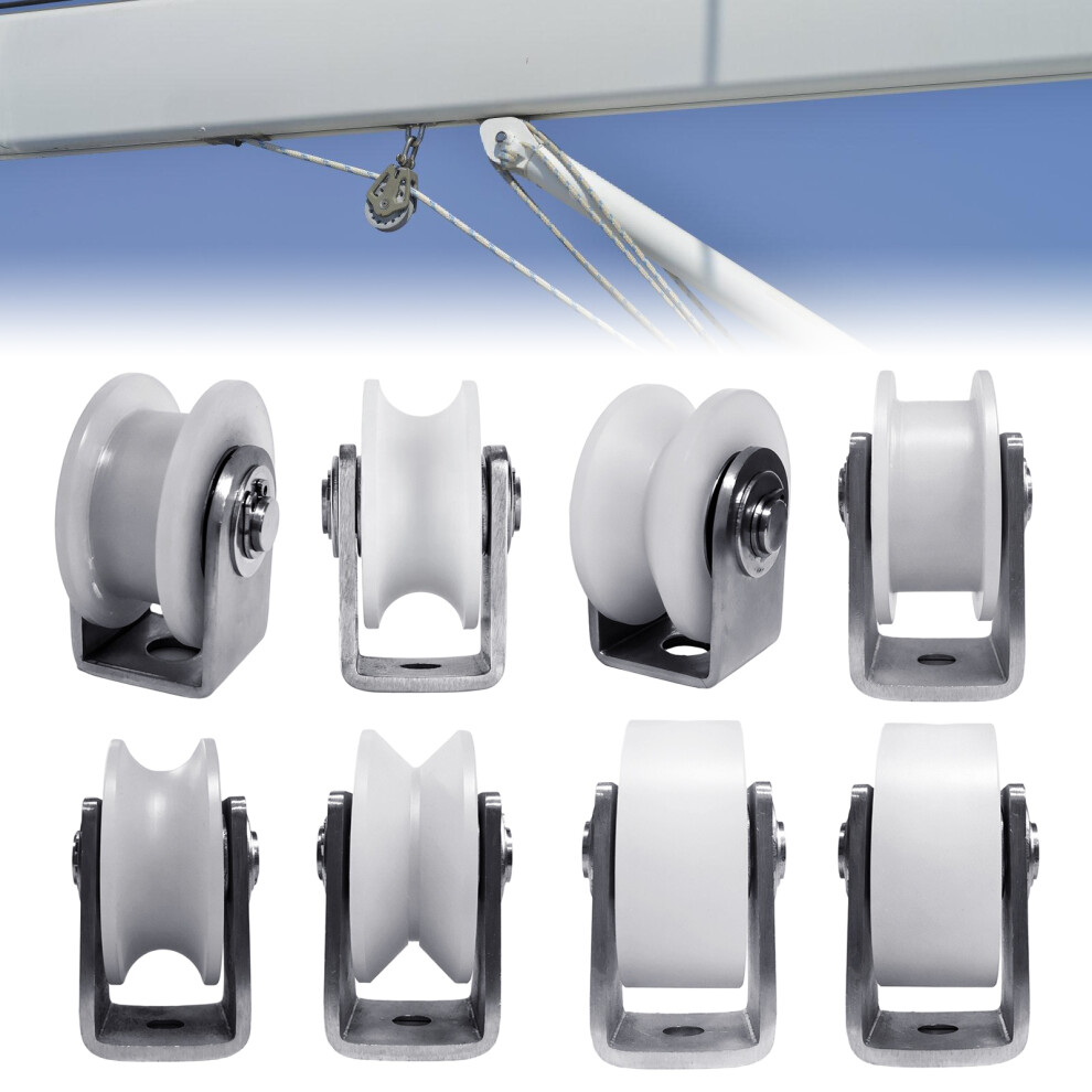 2Pcs Heavy Duty Quiet Nylon Rollers Wheel 200Kg Load With Stainless 68 Flat Pulley 304 7754004581593