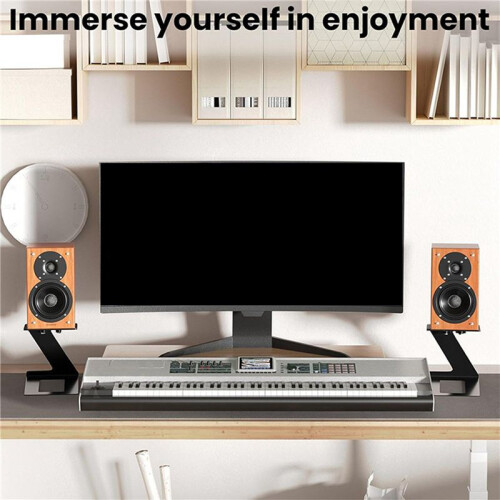 2X Desktop Speaker Stand Mount Studio Monitor Riser Support with Vibration Absorption Pad Mount