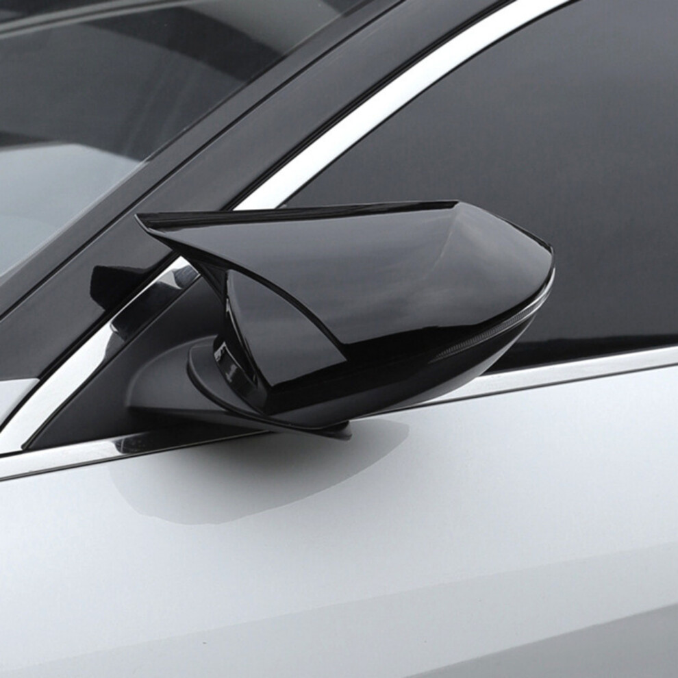 2Pcs Waterproof Realistic Carbon Fiber Effect Rearview Mirror Housing Horn Piano Black 7754004627994