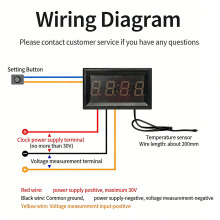 3 In 1 Car Digital Voltmeter With Temperature Monitor And Clock LED Display White