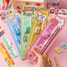 5 Pack Kids Cartoon Design Pencils Includes Eraser Sharpener Wood Construction