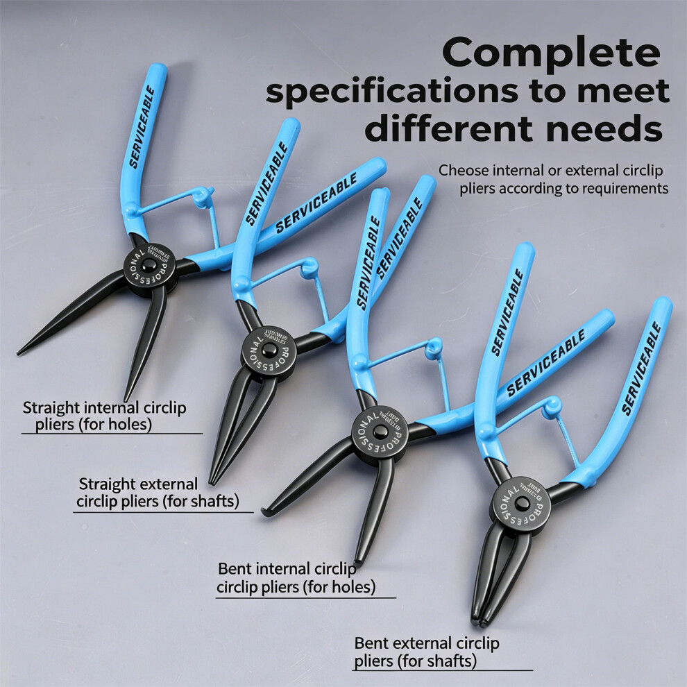 Precisions Internal External Circlip Pliers With Nonslip Handle Snaps Curved Outward 7754004583733