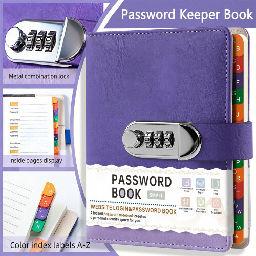 Compacts Password Notebook Protected Diary For Contacts And Memos In B6 Size Purple