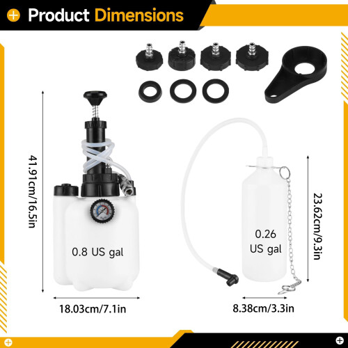 Universal Brake Bleeder Vacuum Pump Set Includes 1L Waste Bottle Multiple Adapter 2