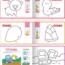 2Pcs Cartoon Step By Step Coloring Books And 36 Color Crayons For Home School