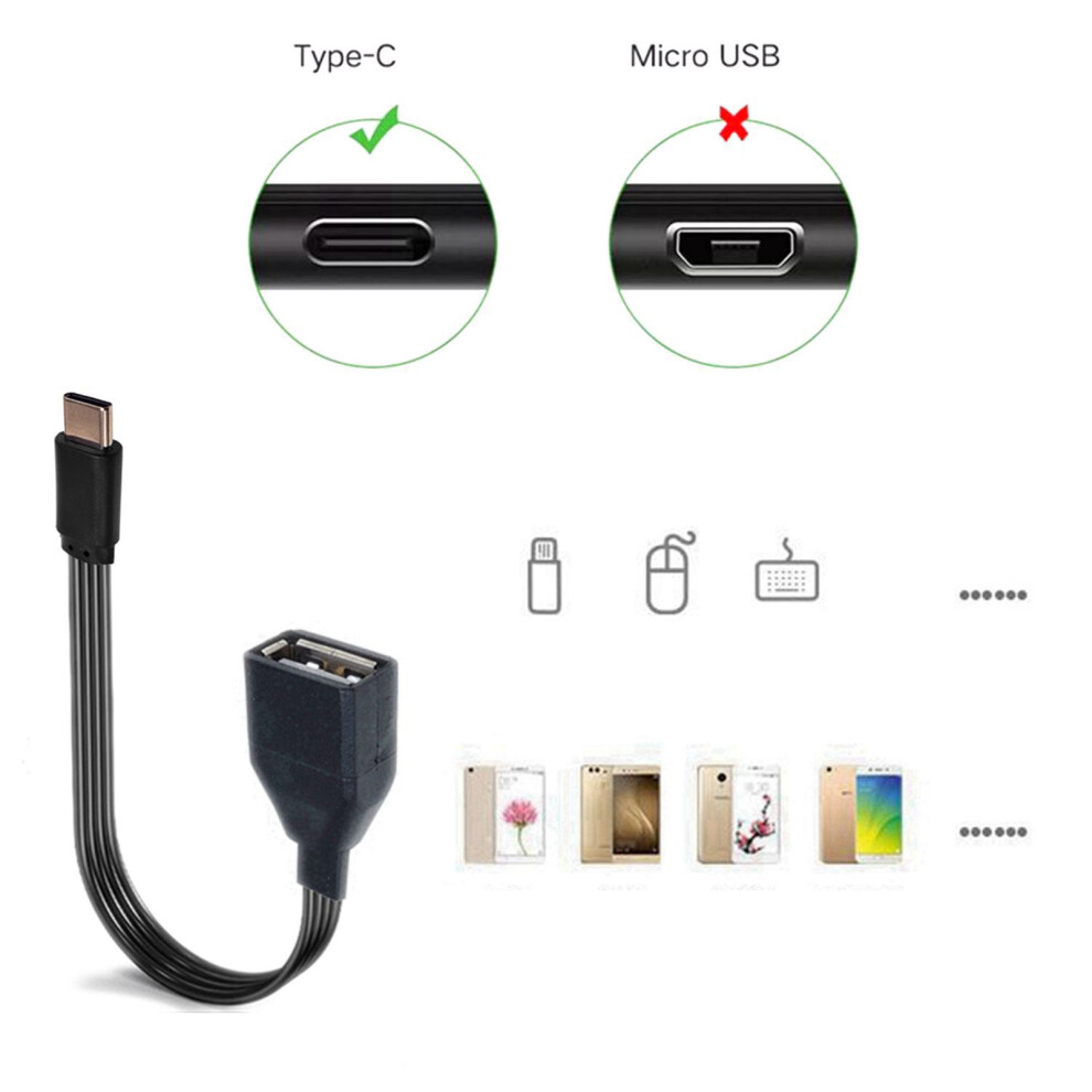 Straight Head/90 Degree Bend Usb Type C Male To Usb Female Adapter Otg Cable 0.2M St 7695001142038