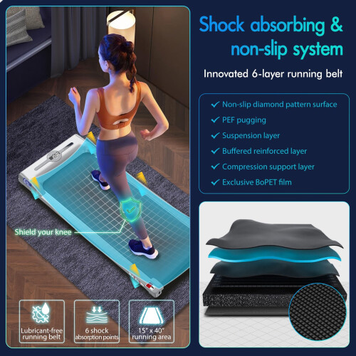 BLACK LORD Flat Walking Pad, Compact Under Desk Treadmills for Home 2