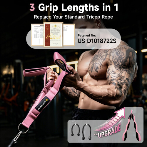 MANUEKLEAR Tricep Rope Cable Attachment Handles, Greater Range of Motion, Tricep Pull Down Rope for Push Downs, Crunches, Facepulls for Professional 1
