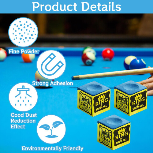 Gubilacrum 12 Pieces Blue Pool Chalk for Billiard Accessories, Pool 2