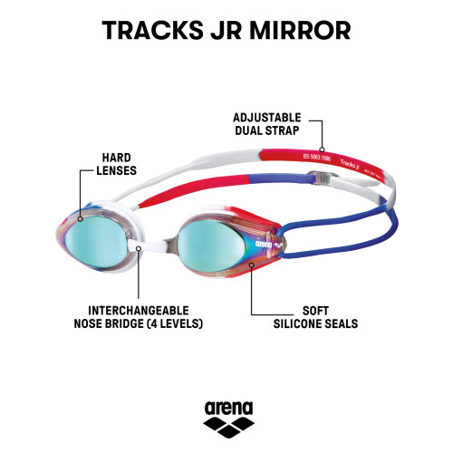 Arena ARENA SWIM GOGGLE TRACKS MIRROR JUNIOR -GOLD-BLUE-RED 1
