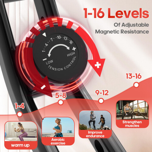 Upgraded Folding Exercise Bike with 16-Level Adjustable Magnetic 2